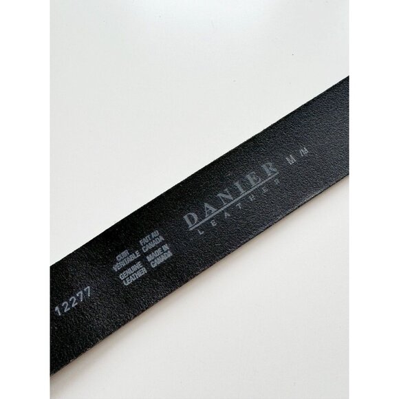 DANIER Black Leather Studded Brushed Silver Heavy Duty Buckle Hip Belt, Size M - Picture 11 of 13